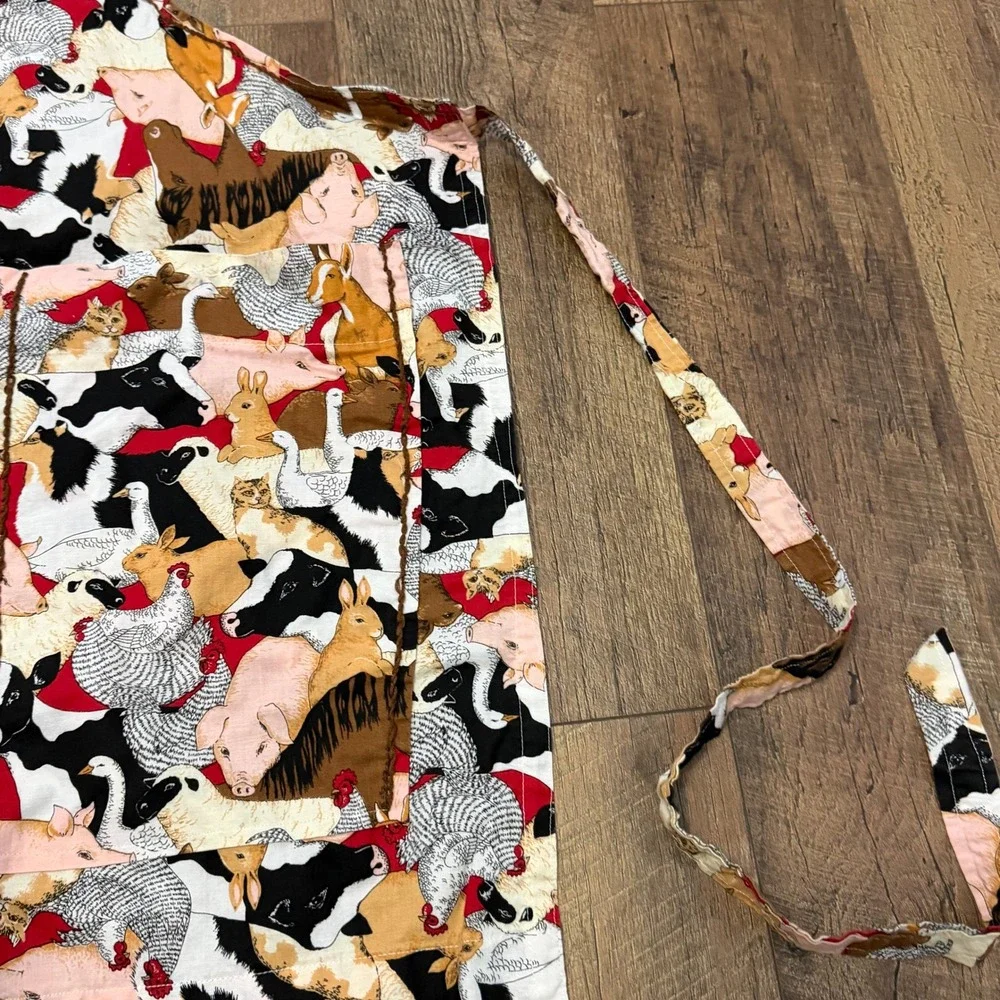 Handmade‎ Farm Animal Print Apron Multicolor with Brown Thread